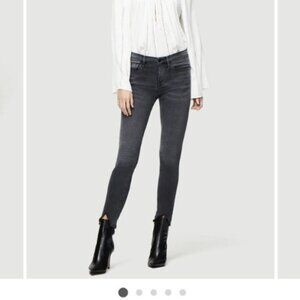 Frame Denim Jeans Black Le Skinny De Jeanne Crop Tull Mid Rise Raw Hem